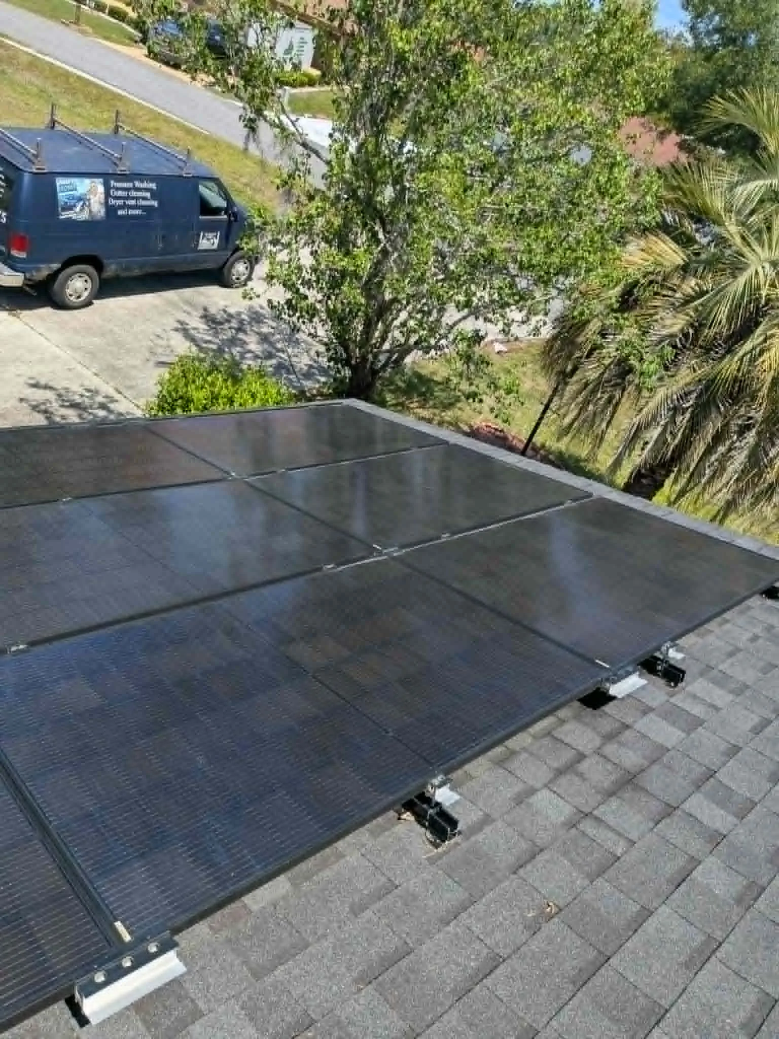 Solar panels after rinsing